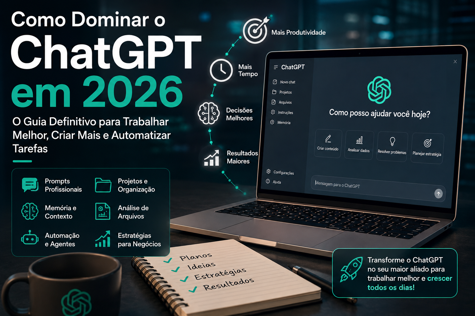 Como Dominar o ChatGPT em 2026: O Guia Definitivo para Trabalhar Melhor, Criar Mais e Automatizar Tarefas