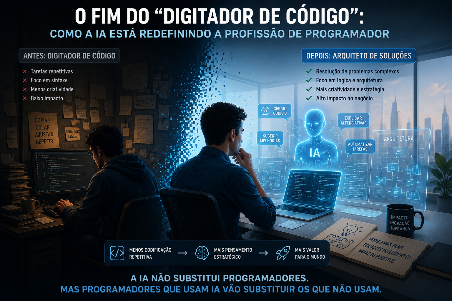 O Fim do "Digitador de Código": Como a IA está Redefinindo a Profissão de Programador