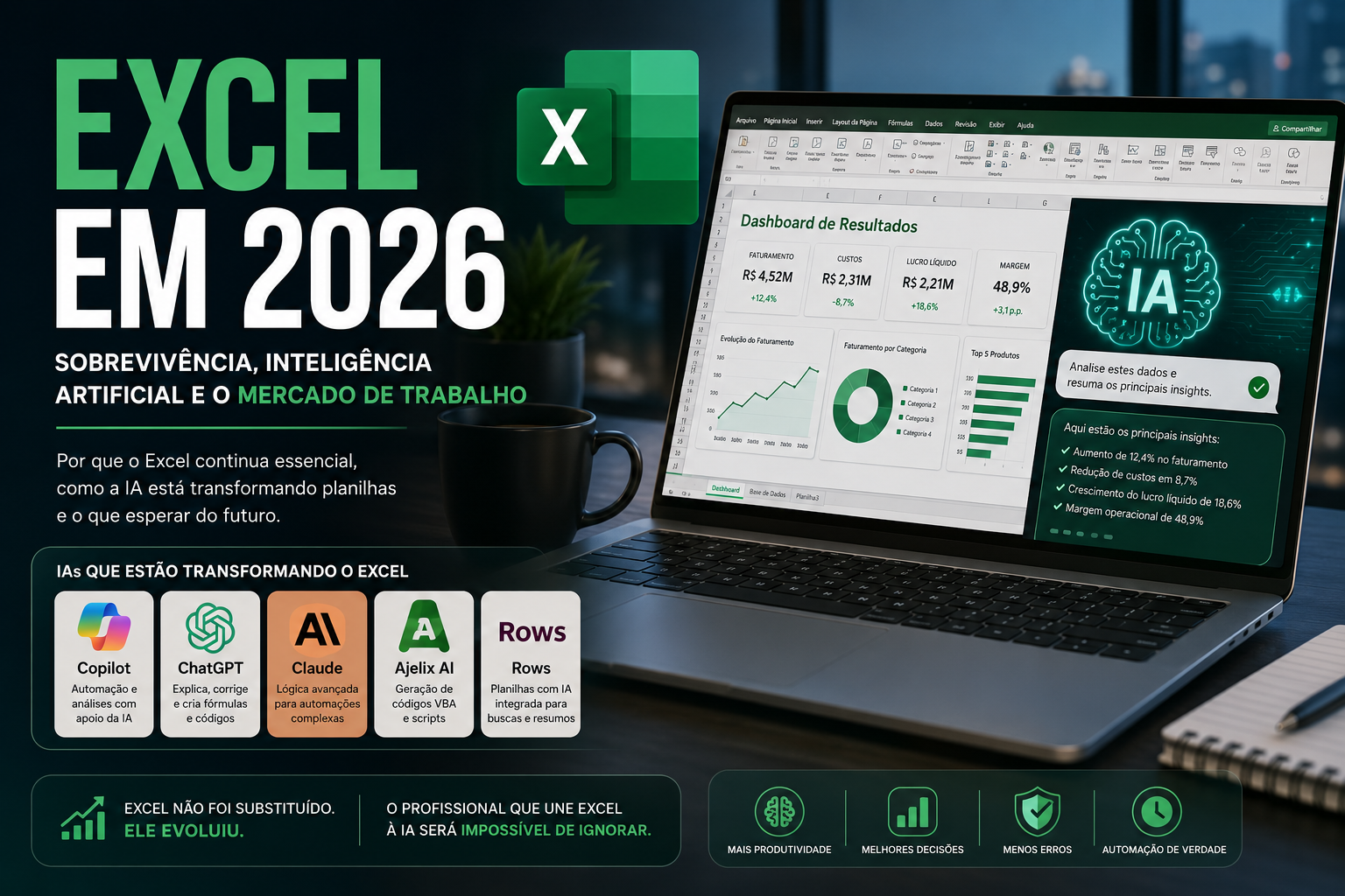 O Futuro do Excel em 2026: Sobrevivência, Inteligência Artificial e o Mercado de Trabalho